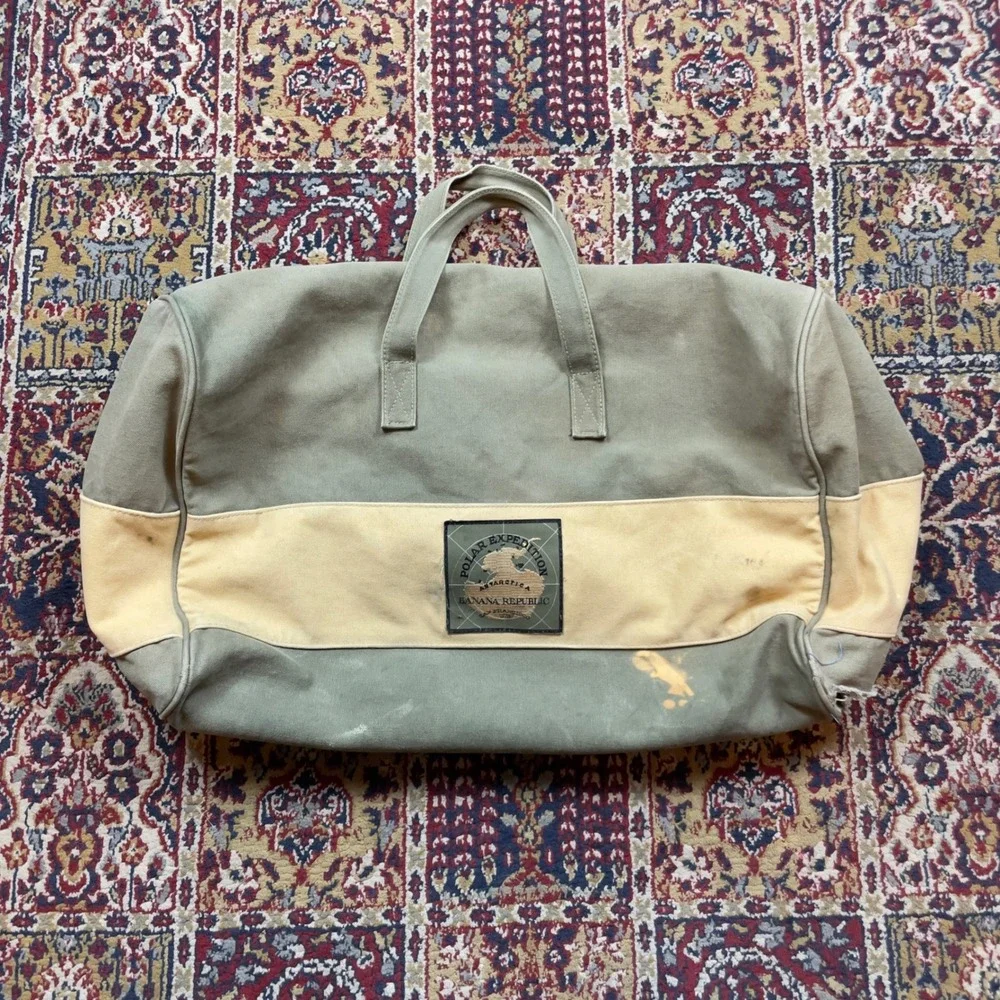 VTG‎ 70s 80s Banana Republic Canvas Duffle Bag Polar Expedition Antarctica Olive
